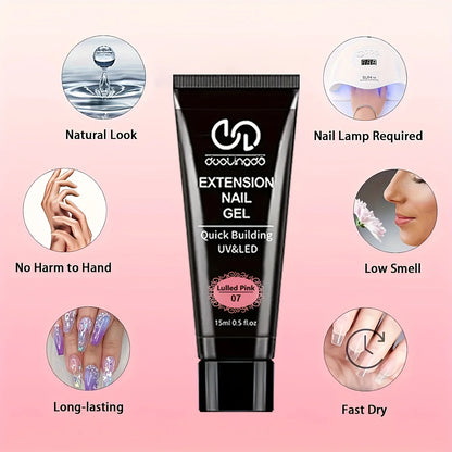 Poly Gel Nail Kit 8 Colors with Nail Lamp Extension Gel Kit Nude Clear Pink Black Glitter Complete Starter Tools for Beginner