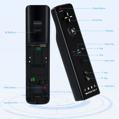 2 in 1 For Nintendo Wii Controller Set Optional Motion Plus Joystick Wireless Remote Gamepad with Silicone Case Video Game