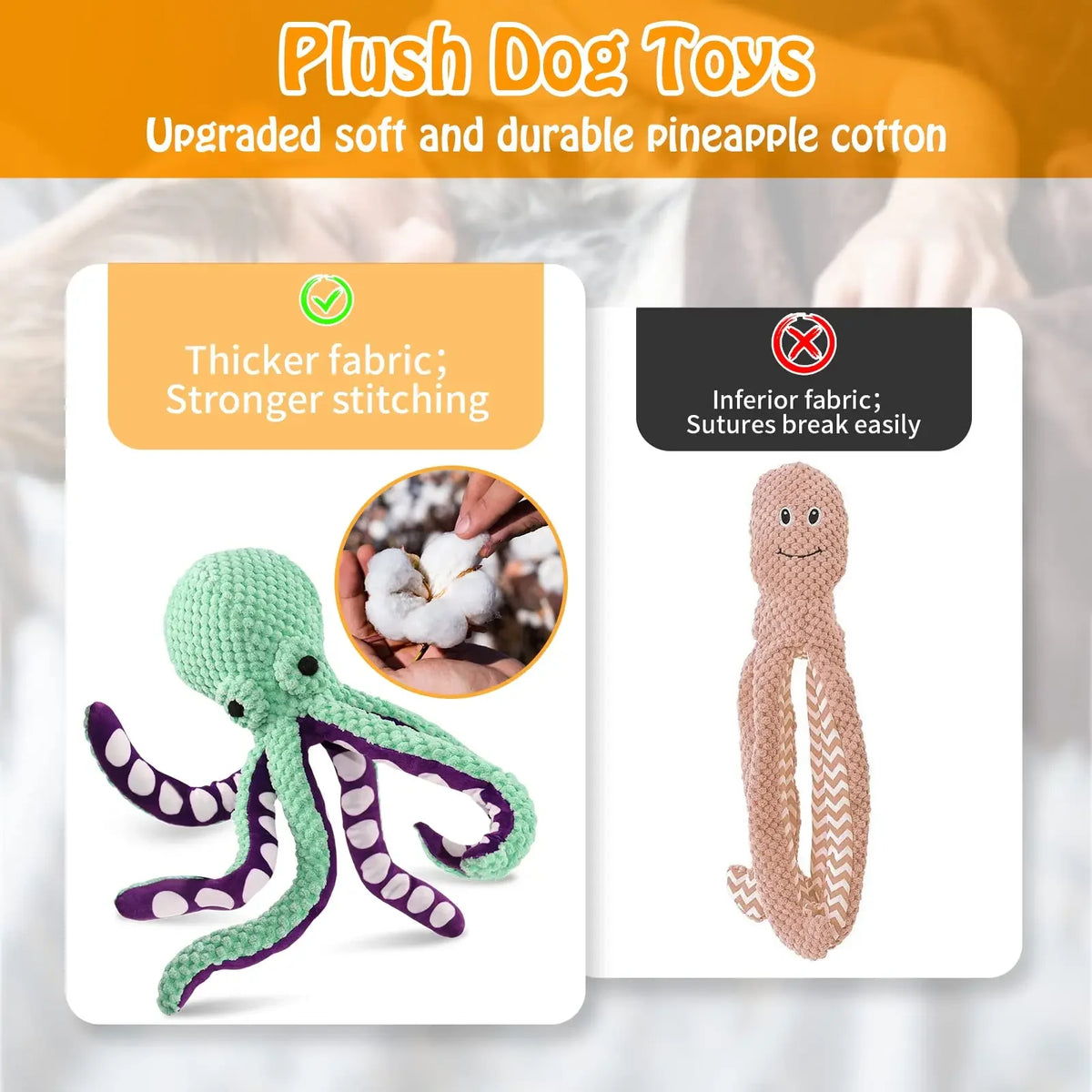 Squeaky Octopus Plush Dog Toy: Interactive Soft Chew Toy for Teeth Cleaning & Anxiety Relief