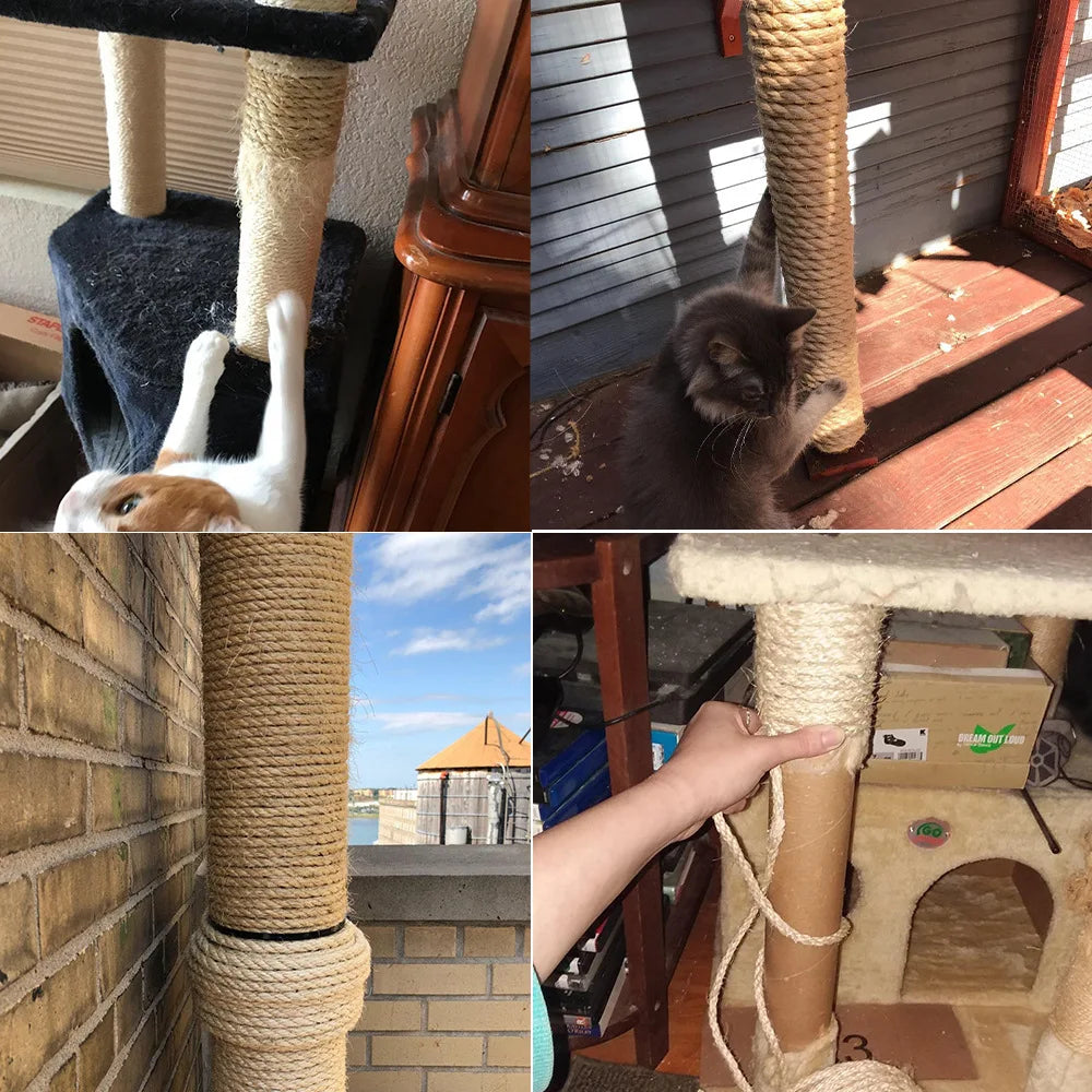Twisted Jute Rope DIY Cat Scratcher Replacement Cat Tree Climbing Frame Binding Rope Durable Cat Scratching Toy Pet Supplies