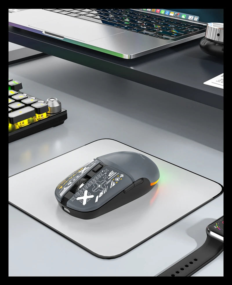 Stylish Lightweight Tri-Mode Bluetooth Wireless Mouse Rechargeable Silent Mouse Low Latency for Gaming Esports Office Work