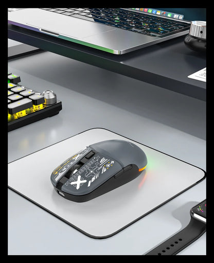 Stylish Lightweight Tri-Mode Bluetooth Wireless Mouse Rechargeable Silent Mouse Low Latency for Gaming Esports Office Work