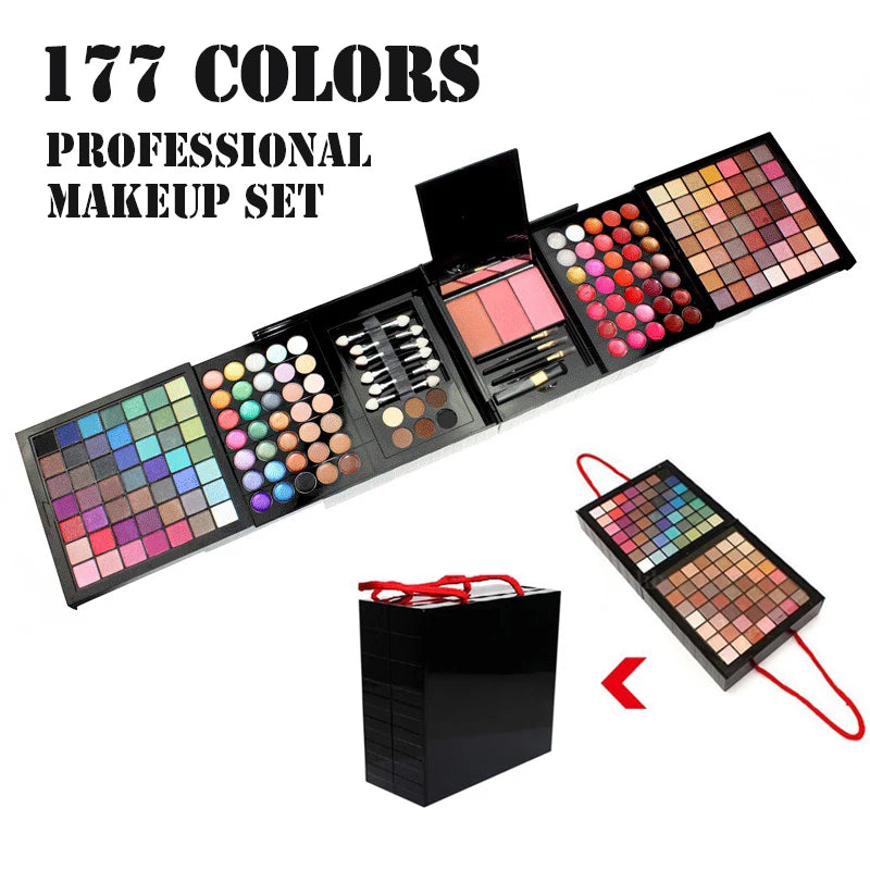 177 Color Makeup Set Including Eyeshadow Palette Blush lip Gloss Concealer,All-in-one Women's Makeup et,Complete Set with Mirror