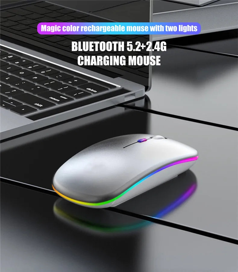 Wireless Mouse For Laptop PC Bluetooth Rechargeable Mouses Wireless Computer Silent Mice LED Backlit Ergonomic Gaming Mouse