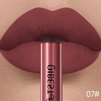 QIBEST Matte Liquid Lipstick Waterproof Long Lasting Velvet Lip Gloss Tint Tube Matte Nude Pigment Red Lipgloss Lips Makeup