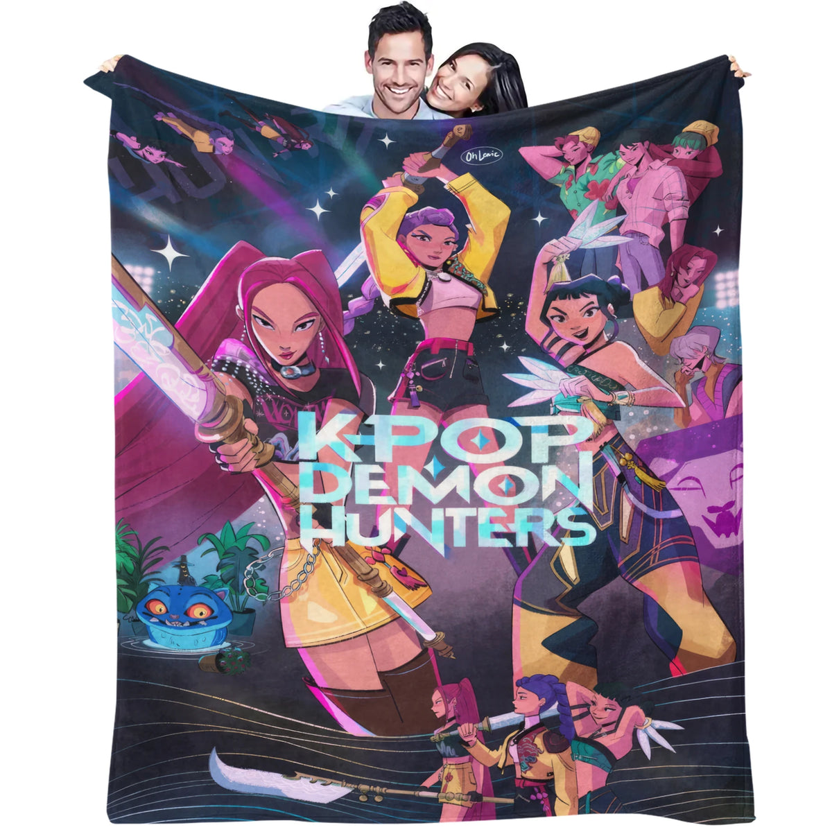 K-Pop Demon Hunter Theme Blanket, Soft Cozy Flannel Cover Blanket, Fan Gift Blanket, Multi-Purpose Blanket for Home and Leisure
