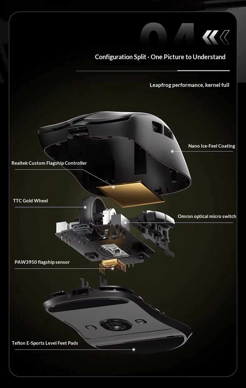 AULA X9 Max Ultra Gaming Mouse Wireless Tri Mode Lightweight Dual 8KHz 500mAh PAW3950 Ergonomic Esports Mouse Gaming Accessories