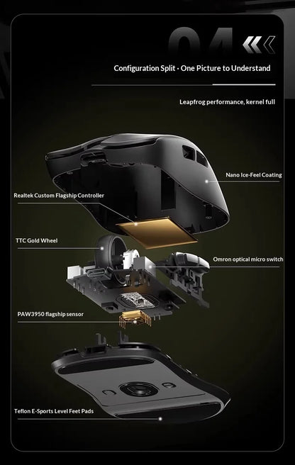 AULA X9 Max Ultra Gaming Mouse Wireless Tri Mode Lightweight Dual 8KHz 500mAh PAW3950 Ergonomic Esports Mouse Gaming Accessories