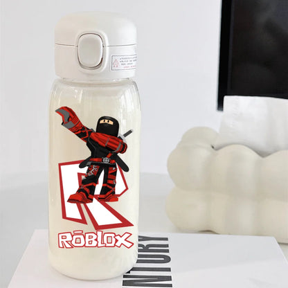 600ml Game Roblox Transparent Straw Water Cup Portable Large Capacity Straw Water Bottle Student Water Cup Plastic Sports Cup