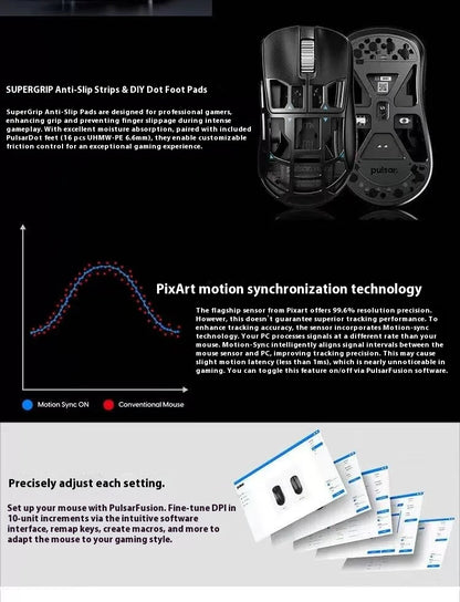 Pulsar Feinmann F01 Mouse Dual Mode Wireless Mouse 8000Hz  XS-1 Gaming Mouse Magnesium Alloy Hollow-Out Lightweight PC Accessory