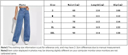 Fashion retro blue jeans women y2k High street baggy straight pants High waisted all-in-one slim pants