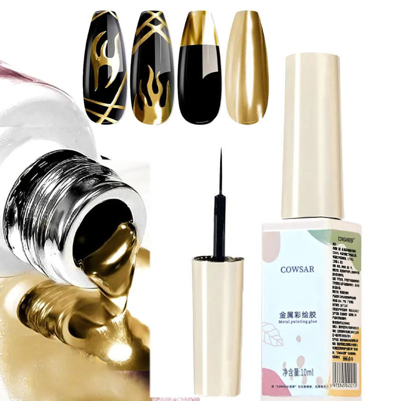 5/7/8ml Super-Bright Metallic Painting Liner Gel Polish Silver/Gold/Rose Mirror Gel Nail Polish Semi Permanent UV Nail Art Verni