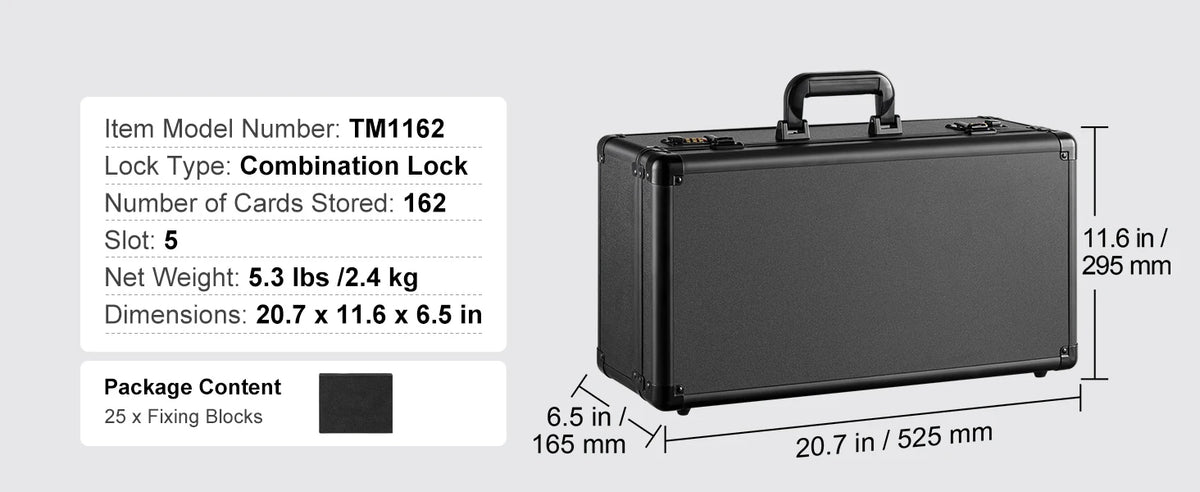 SucceBuy Graded Card Storage Box 4 Slots or 5Slots with Key Lock or Coded Lock Foam Dividers for 96/108/120/162 PSA Graded Cards