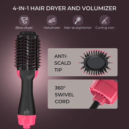 LISAPRO 2 IN 1 One Step Hair Dryer and Volumizer Hair Straightener Hot Air Brush Hair Curler Hair Beauty and Health Styling