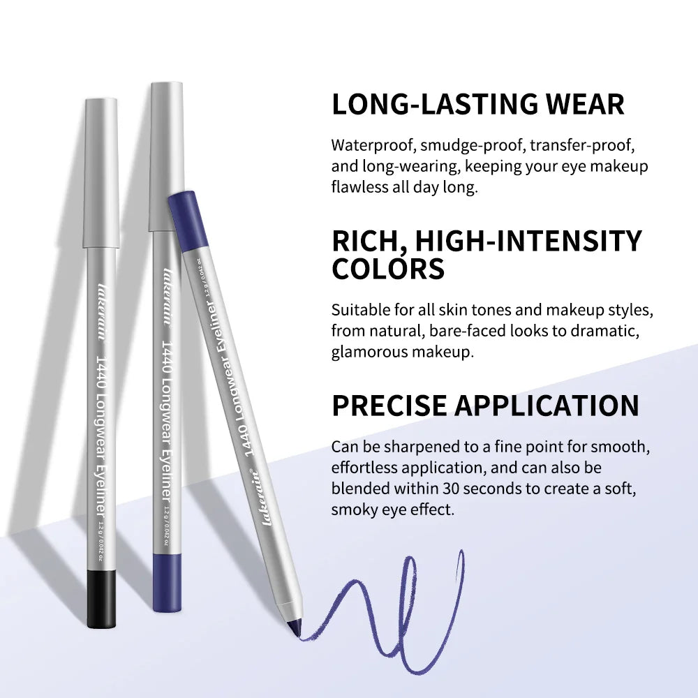 Lakerain Smooth Waterproof Eyeliner Pen Quick-Drying Long-Lasting Sweat-Proof Smudge-Proof for Perfect Makeup Application