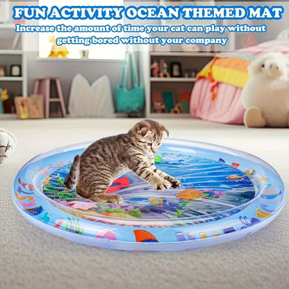 Thickened Large Square Scratch-Resistant Pet Inflatable Water Bed Toy, Pet Interaction Cooling, water spraying, and ice cooling