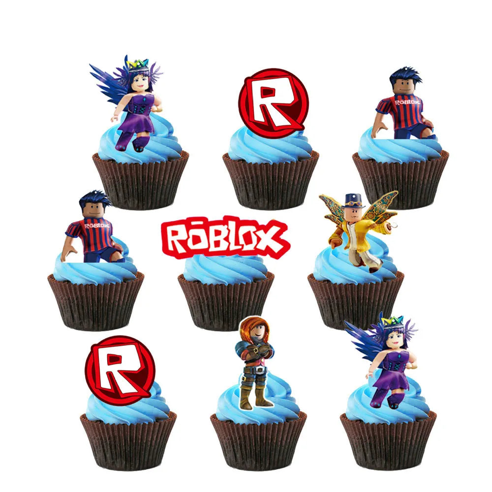 Roblox Theme Party Supplies Birthday Decorations Tableware Paper Cups Balloon Tablecloth Gift Bag Banner Cake Topper Baby Shower