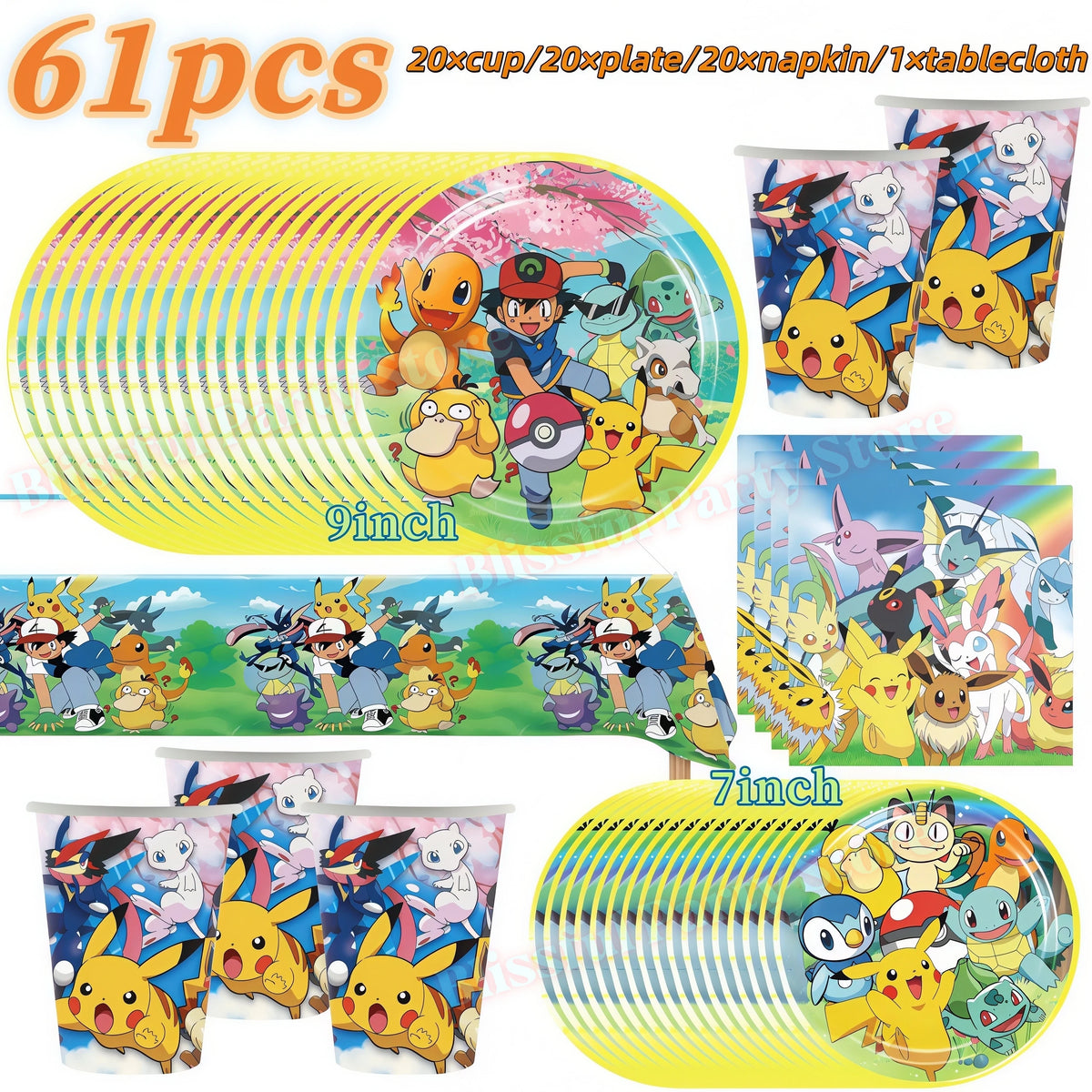 Pokemons Birthday Party Decoration Lightning Pikachu Balloon Tableware Kit Cup Plate Gift Bag Kid Favor Gift Baby Shower Supplie