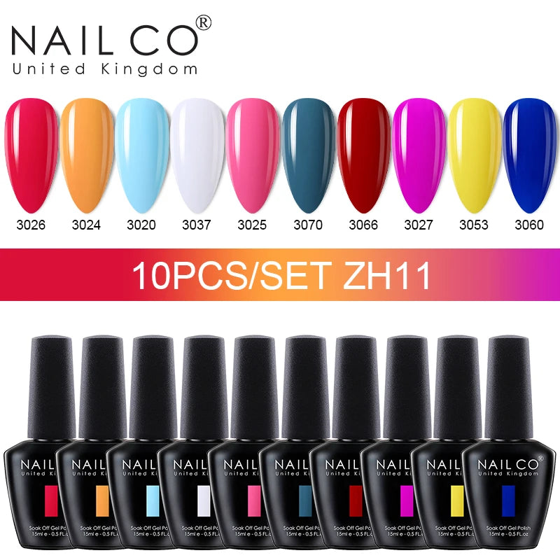 NAILCO 15ml Gel Nail Polish Set 30pcs/Lot Gel Polish Nail Soak Off UV LED Semi-Permanent Varnishes Nail Art Salon Free Shipping