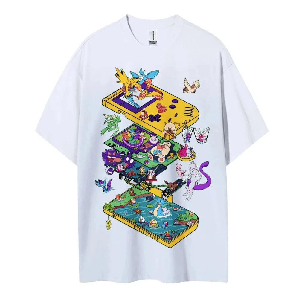 Pokemon T-shirt Men's Pure Cotton Casual  Round Neck T-shirt Short Sleeve Clothing Summer Sports Casual Short Sleeve Top