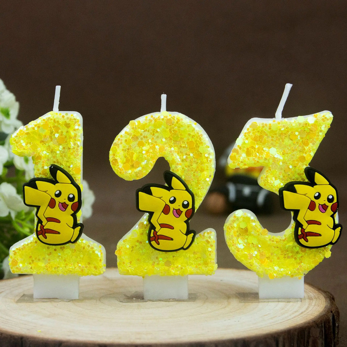 Birthday candle yellow Pikachu party cake decoration plug-in digital candle 0-9