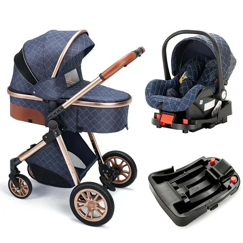 3in1 High Landscape Baby Stroller with car seat Newborns Infant Portable Baby Carriage ISOfix Base Multi functional strollers