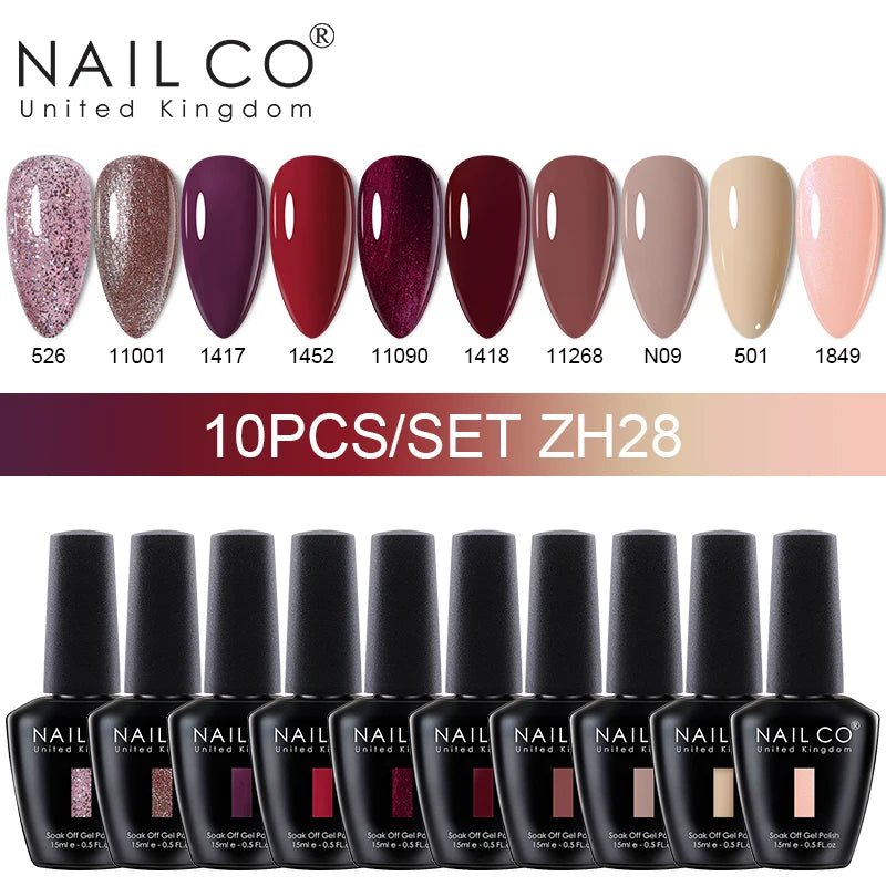 NAILCO 15ml Gel Nail Polish Set 30pcs/Lot Gel Polish Nail Soak Off UV LED Semi-Permanent Varnishes Nail Art Salon Free Shipping