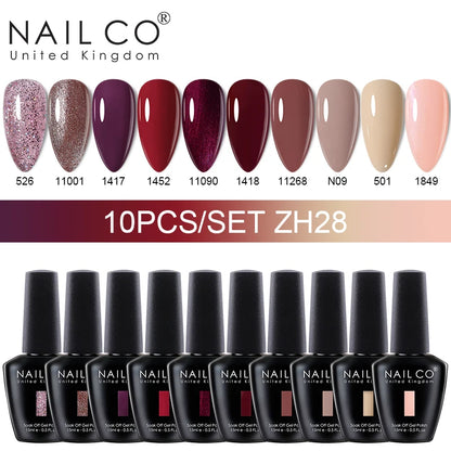 NAILCO 15ml Gel Nail Polish Set 30pcs/Lot Gel Polish Nail Soak Off UV LED Semi-Permanent Varnishes Nail Art Salon Free Shipping