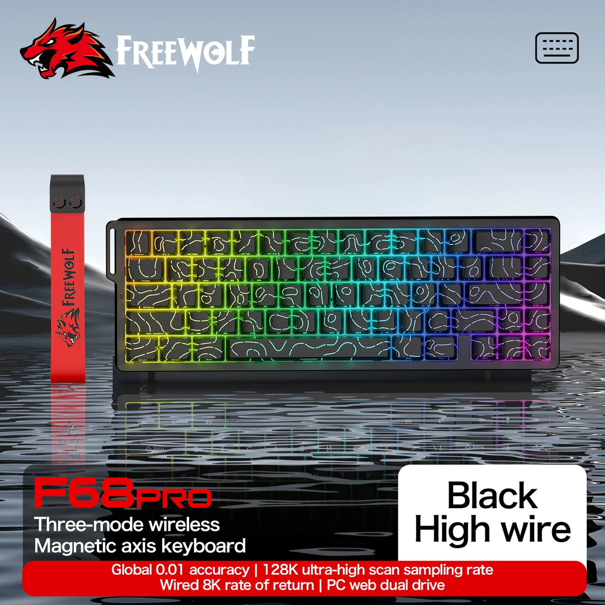 Magnetic Switch Keyboard ATTACK SHARK X68HE Wired and FREEWOLF F68 Wired F68Pro Wireless for Pro Gaming 8K Hz 0.01mm Rapid Trigg
