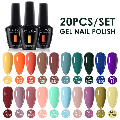 NAILCO 15ml Gel Nail Polish Set 30pcs/Lot Gel Polish Nail Soak Off UV LED Semi-Permanent Varnishes Nail Art Salon Free Shipping