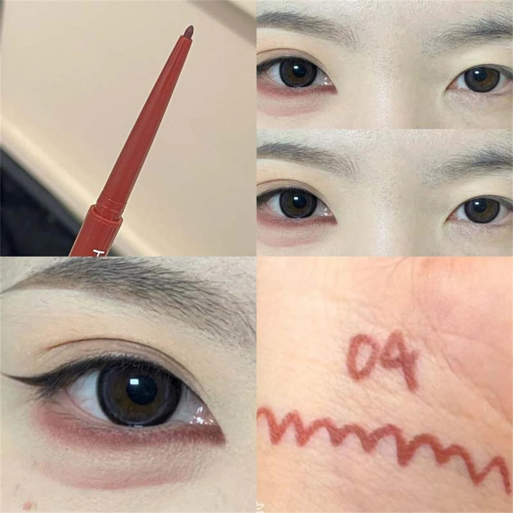 12 Colors Eyeliner Pencil Waterproof Long-lasting Orange Black Brown Easy Wearing Eyeshadow Contour Stick Lying silkworm Makeup