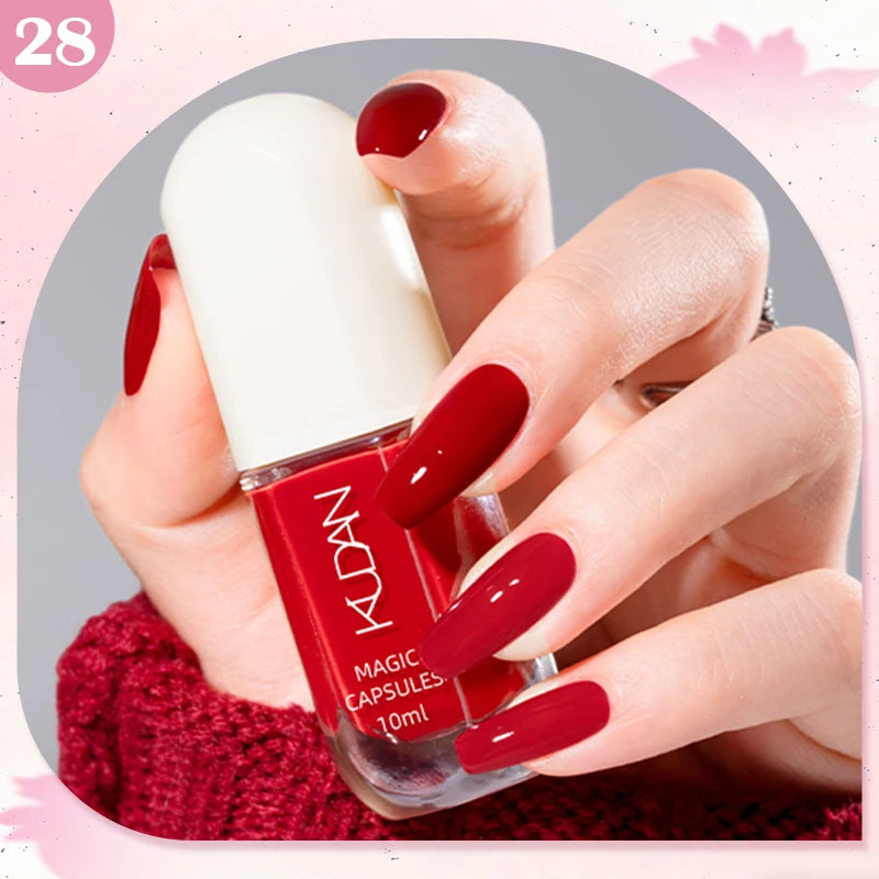 KUDAN Dark Burgundy Nail Polish, Alcohol-Free - Long-Lasting Formula Quick Drying Without Lighting, Glossy And Shiny Surface