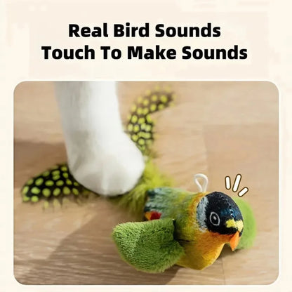 The pet cat toy emulates the sound bird to amuse the cat elastic rope to relieve boredom and resist scratching and biting