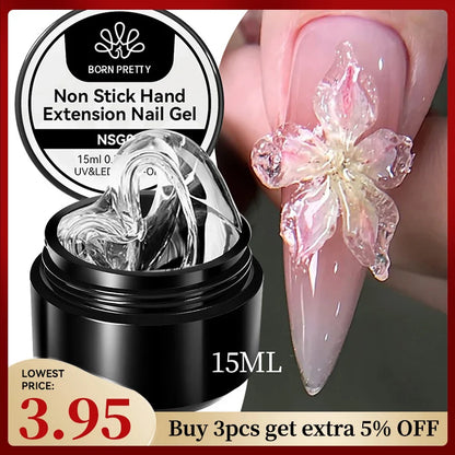 BORN PRETTY 15ml Clear Non Stick Hand Extension Gel 3D Shaping Sculpting Carving Nail Art Solid Hard Gel for Fake Nail