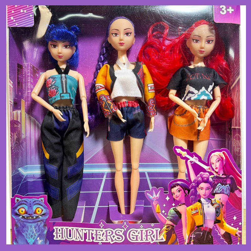 K-Pop Demon Hunters Musical Action Figure Set - 3-Pack Rumi, Zoey & Mira with Sound - Dobermen Premier