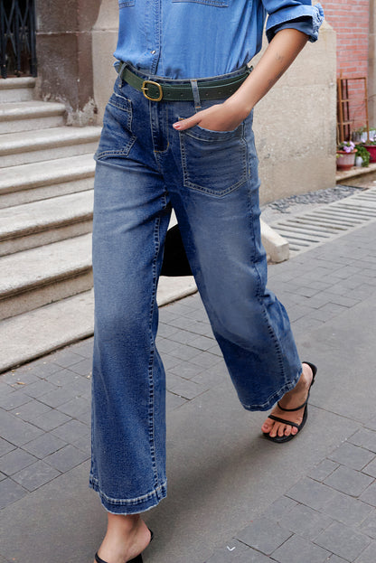 Brown Mimimalist Patch Pocket Womens Shift Jeans