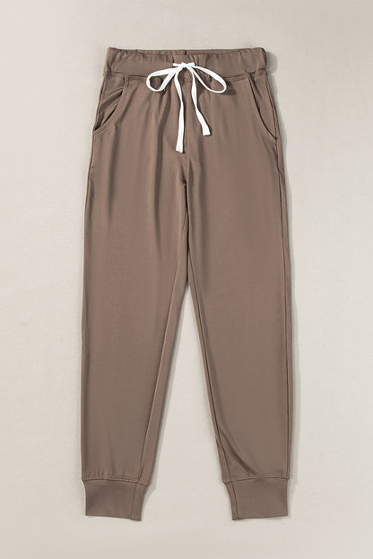 Gray Drawstring Elastic Waistband Pocketed Joggers