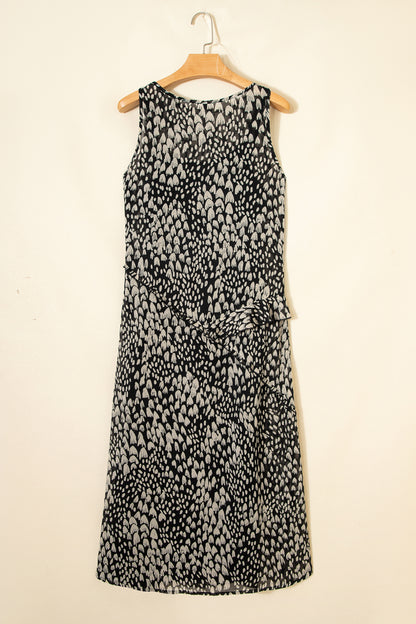 Black Printed Sleeveless Maxi Dress