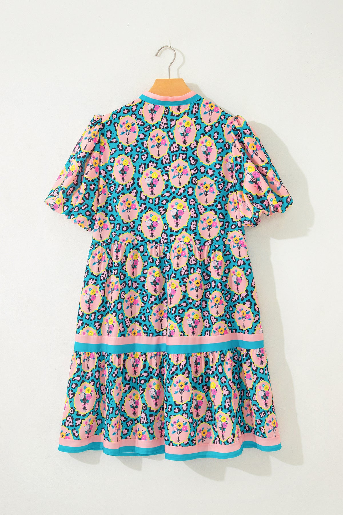 Green Leopard Floral Short Dress