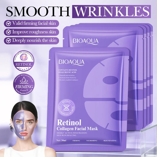 Wrapped anti-aging face mask from BIOAQUA showing the hydrating liquid formulation for whole face use.