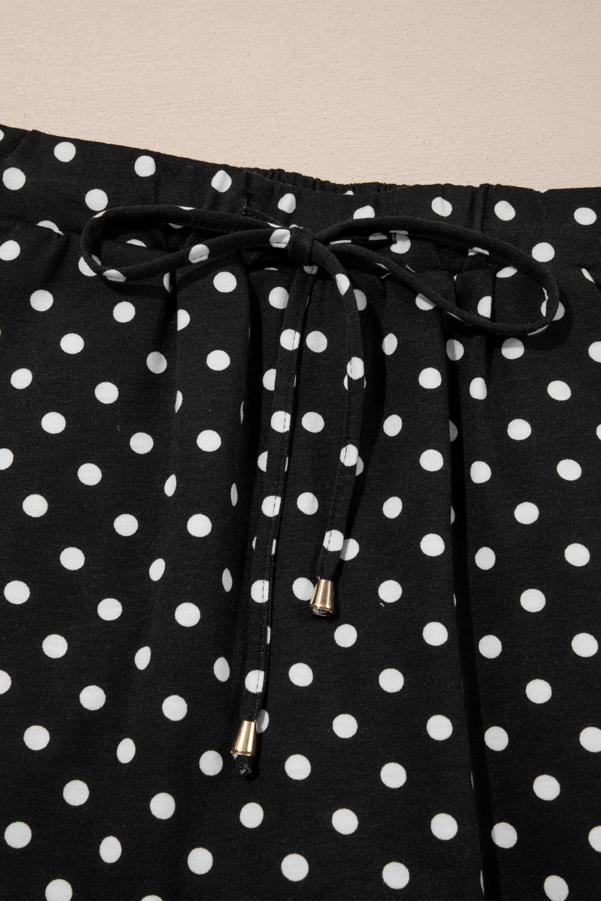 Fiery Red Polka Dot Drawstring Casual Mini Skort