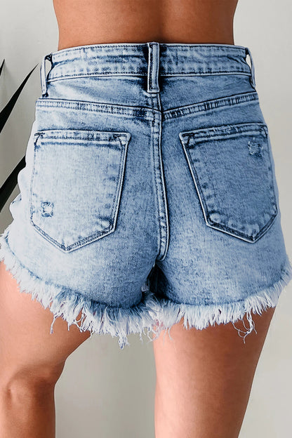 Beau Blue Distressed Acid Wash Denim Hot Shorts
