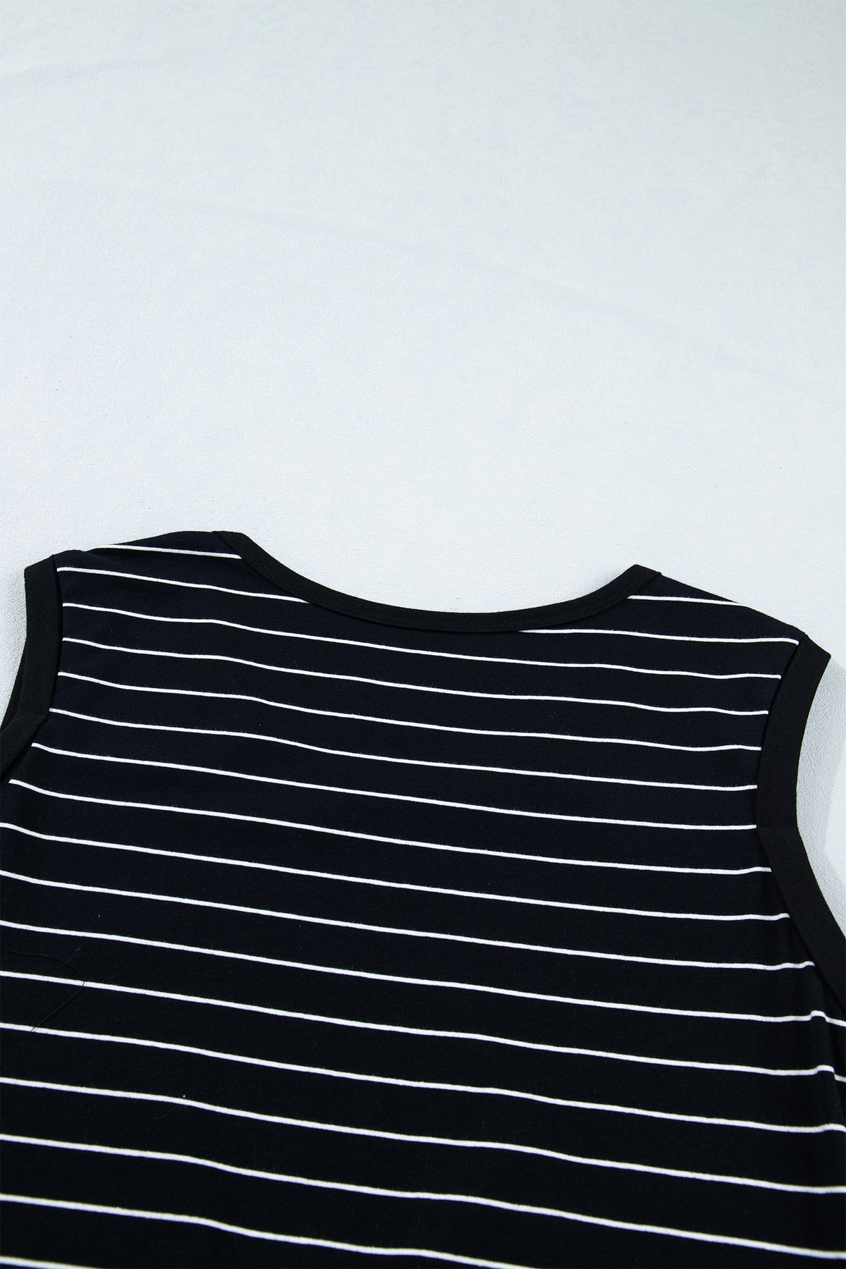 Black Stripe Drawstring Tunic Tank Mini Dress with Pockets