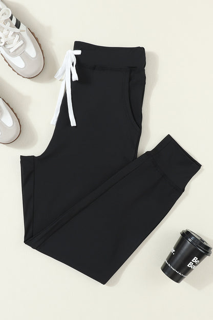 Gray Drawstring Elastic Waistband Pocketed Joggers
