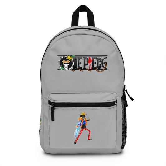 Brook - One Piece Anime Backpack Light grey - Front View - Dobermen