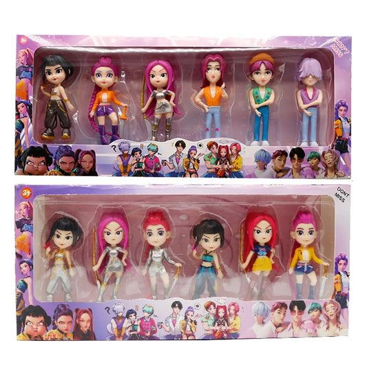 Full 6-piece set of K-Pop Tiger Star chibi action figures in original display packaging.
