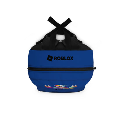 Top view of dark blue Premium Roblox backpack showing heavy-duty zipper and handle dobermenpremier.com