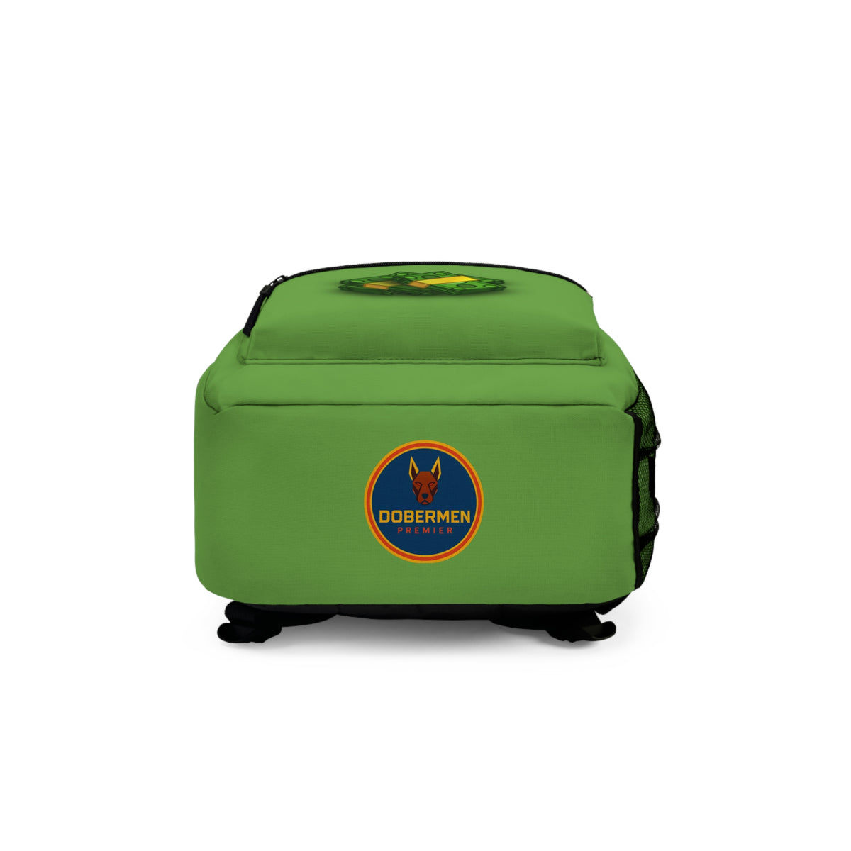 Rear view of green Premium Roblox bag showing padded straps and ergonomic support dobermenpremier.com