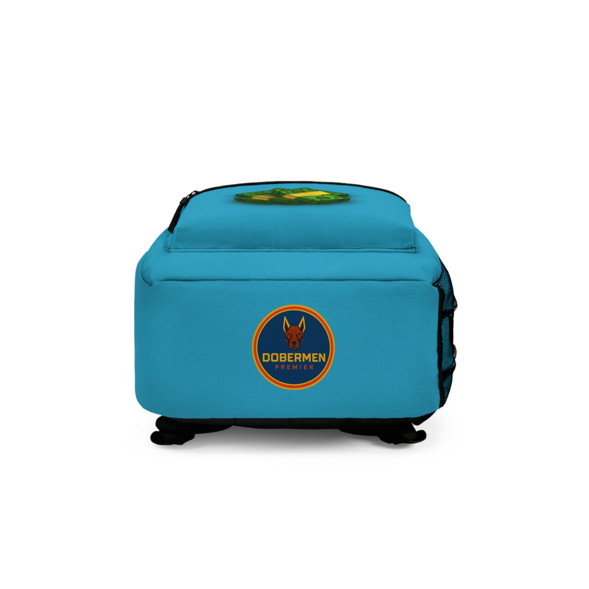Rear view of turquoise Premium Roblox bag showing padded straps and ergonomic support dobermenpremier.com