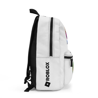 Side view of white Premium Roblox backpack showing the slim, plain profile and stitching dobermenpremier.com